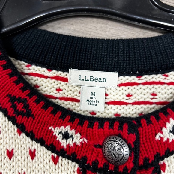 L.L. bean fair isle cardigan sweater M - Picture 5 of 6